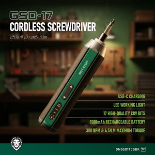 17 - in - 1 Cordless Screwdriver Set Green Lion GSD - 17 1500mAh - Black - Saif Al Najmi KwTOOLKITGreen LionSaif Al Najmi Kw17 - in - 1 Cordless Screwdriver Set Green Lion GSD - 17 1500mAh - Black