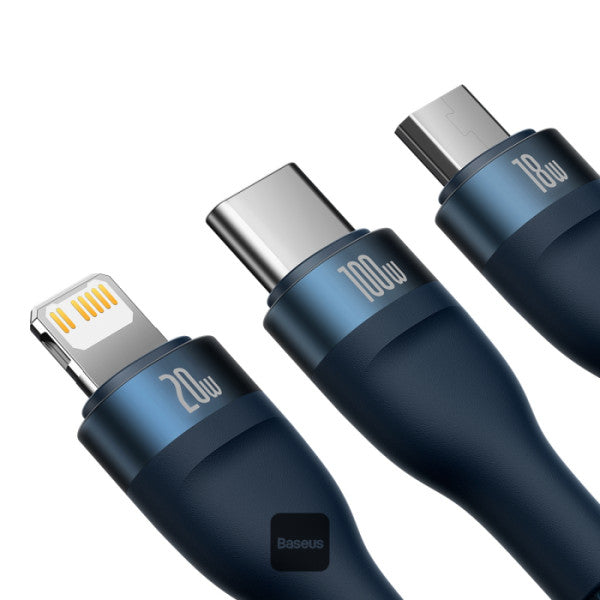 Baseus CASS03103 Flash Series II 100W Fast Charging Multi Cable 3 in 2 Cable 1.2M - Saif Al Najmi Kw