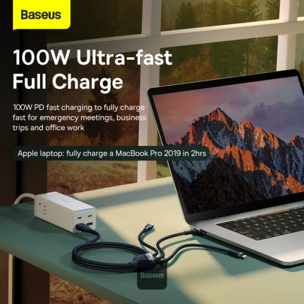 Baseus CASS03103 Flash Series II 100W Fast Charging Multi Cable 3 in 2 Cable 1.2M - Saif Al Najmi Kw