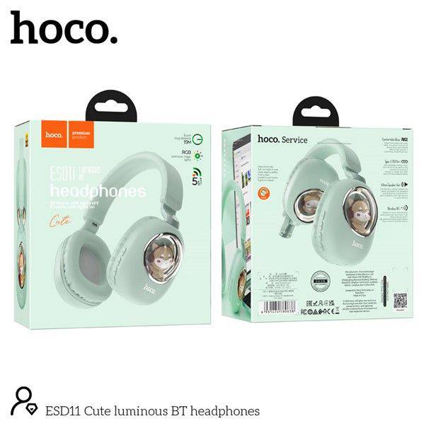 Hoco ESD11 Cute Luminous Bluetooth Headphones - Stylish Sound with LED Lights - Saif Al Najmi Kw