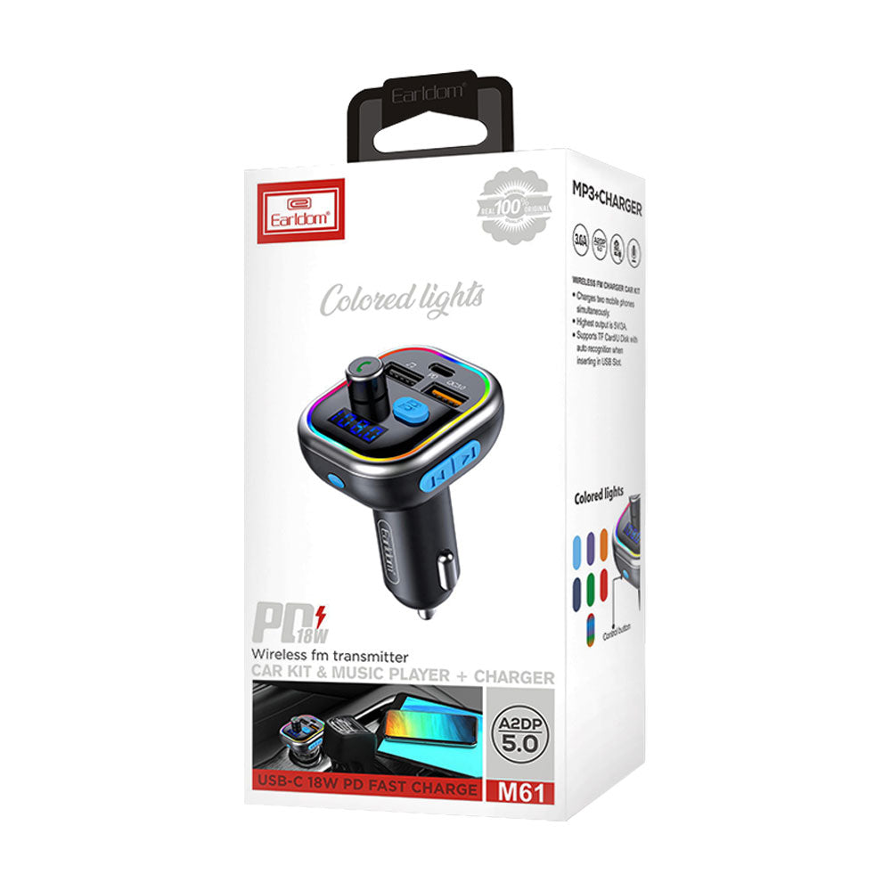 Earldom® M61 PD QC 18W 3.0A LED FM Transmitter Bluetooth Charger - Saif Al Najmi Kw