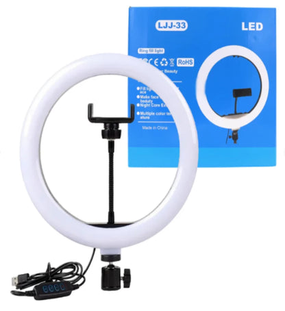 LJJ-33 33cm USB LED Ring Light – Plug & Play, Dimmable for Video & Makeup