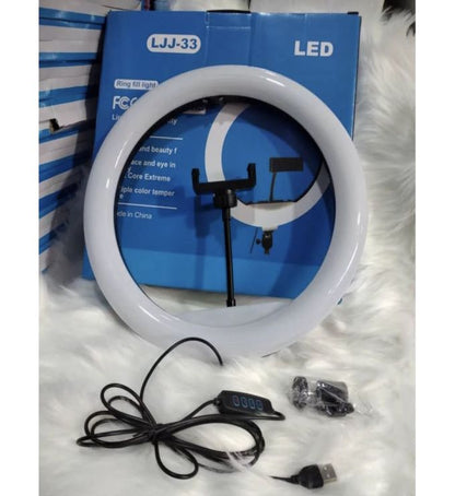 LJJ-33 33cm USB LED Ring Light – Plug & Play, Dimmable for Video & Makeup