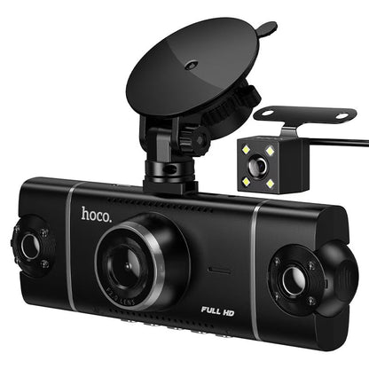 Premium 4-Way Dash Camera with 3" IPS HD Display, Dual 360° Rotatable Cabin & Rear Cameras with Wi-Fi App (DV17)