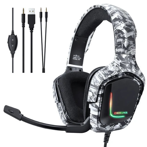 ONIKUMA K20 Wired Gaming Headset with Microphone & RGB Light - Clear Audio & Comfortable Design - Saif Al Najmi Kw