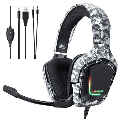 ONIKUMA K20 Wired Gaming Headset with Microphone & RGB Light - Clear Audio & Comfortable Design - Saif Al Najmi Kw