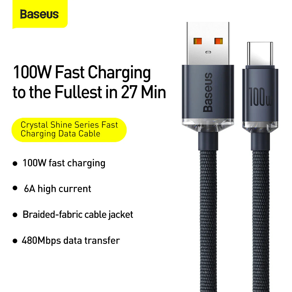 Baseus CAJY000401 cable with support for 100W fast charging - Saif Al Najmi Kw
