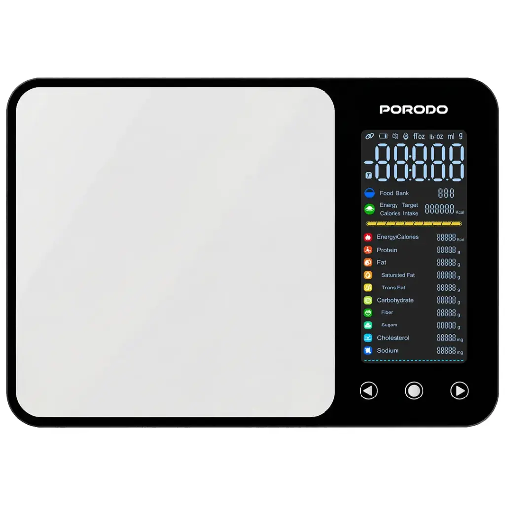 Porodo Kalio Smart Food Kitchen Scale – Nutritional Calculator & Measuring Tape