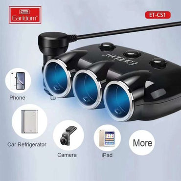 Earldom ES-CS1 Car Socket Charger , Splitter, 2xUSB (F) , 3×12/24V - Saif Al Najmi Kw