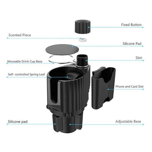 Car Cup Holder Expander with Phone Holder & Coaster - 360° Adjustable Base  html Copy - Saif Al Najmi Kw