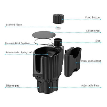 Car Cup Holder Expander with Phone Holder & Coaster - 360° Adjustable Base  html Copy - Saif Al Najmi Kw