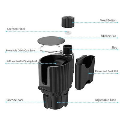 Car Cup Holder Expander with Phone Holder & Coaster - 360° Adjustable Base  html Copy - Saif Al Najmi Kw