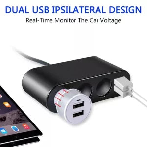 Earldom 120W Dual USB charger 4 in 1 Socket Black Car Phone Charger Lighter ET-CS2 - Saif Al Najmi Kw
