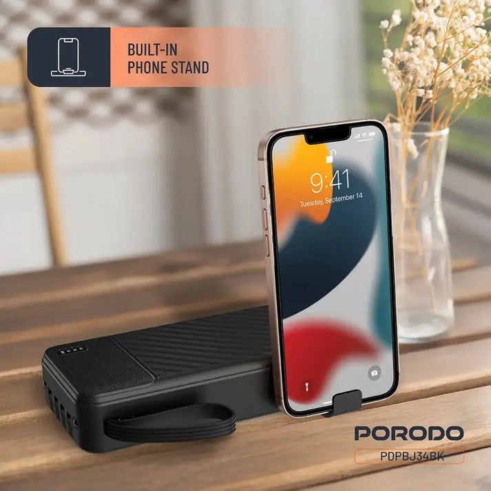 20,000mAh Power Bank Porodo Piano Built - in Cables Fast Charging - Black - Saif Al Najmi KwPower BanksPorodoSaif Al Najmi Kw20,000mAh Power Bank Porodo Piano Built - in Cables Fast Charging - Black