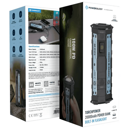 20000mAh Powerology TorchPower Bank 100W Built - In Flashlight - Saif Al Najmi KwPower BankPowerologySaif Al Najmi Kw20000mAh Powerology TorchPower Bank 100W Built - In Flashlight