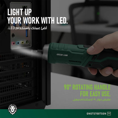 213 - Piece Tool Kit Set Green Lion GTS - 700 Cordless Screwdriver 1500mAh - Black - Saif Al Najmi KwTOOLKITGreen LionSaif Al Najmi Kw213 - Piece Tool Kit Set Green Lion GTS - 700 Cordless Screwdriver 1500mAh - Black