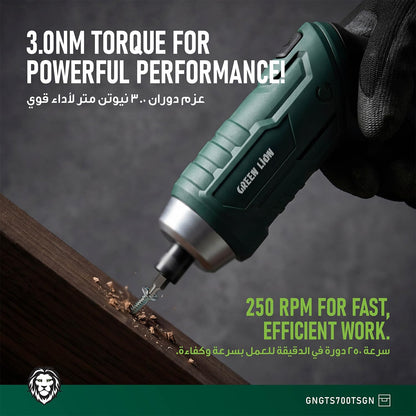 213 - Piece Tool Kit Set Green Lion GTS - 700 Cordless Screwdriver 1500mAh - Black - Saif Al Najmi KwTOOLKITGreen LionSaif Al Najmi Kw213 - Piece Tool Kit Set Green Lion GTS - 700 Cordless Screwdriver 1500mAh - Black