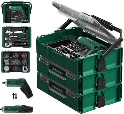 213 - Piece Tool Kit Set Green Lion GTS - 700 Cordless Screwdriver 1500mAh - Black - Saif Al Najmi KwTOOLKITGreen LionSaif Al Najmi Kw213 - Piece Tool Kit Set Green Lion GTS - 700 Cordless Screwdriver 1500mAh - Black