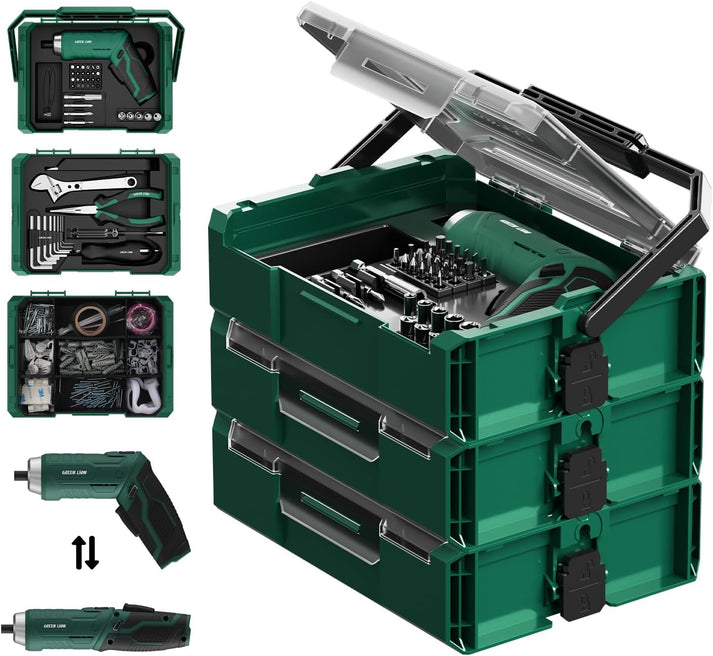 213 - Piece Tool Kit Set Green Lion GTS - 700 Cordless Screwdriver 1500mAh - Black - Saif Al Najmi KwTOOLKITGreen LionSaif Al Najmi Kw213 - Piece Tool Kit Set Green Lion GTS - 700 Cordless Screwdriver 1500mAh - Black