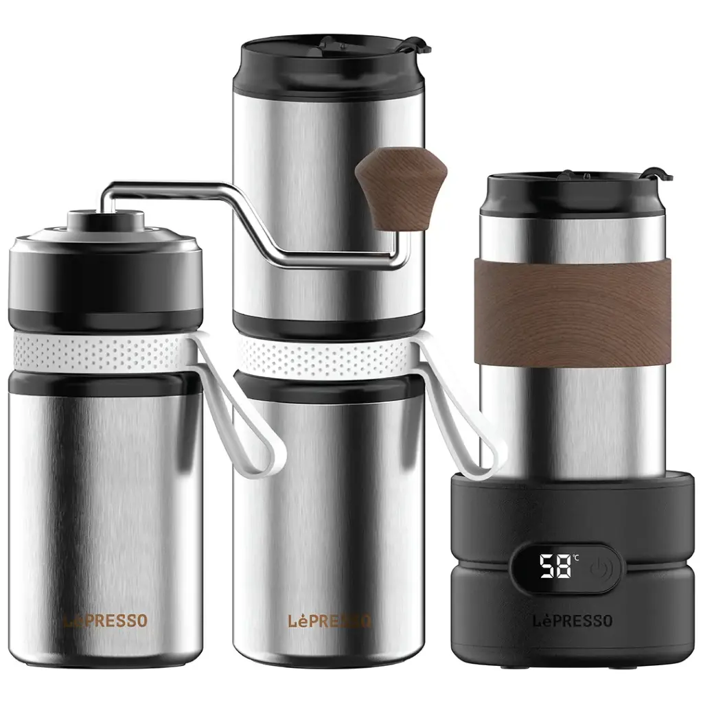 Lepresso Grindo Quattro 4-in-1 Outdoor Coffee Set — Silver