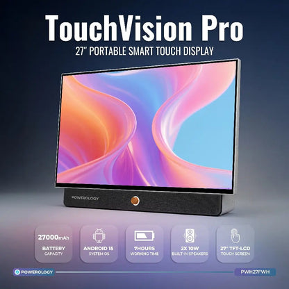 27” TouchVision Pro Smart Display 27000mAh Android Powerology - White - Saif Al Najmi KwSmart TVpowerologySaif Al Najmi Kw27” TouchVision Pro Smart Display 27000mAh Android Powerology - White