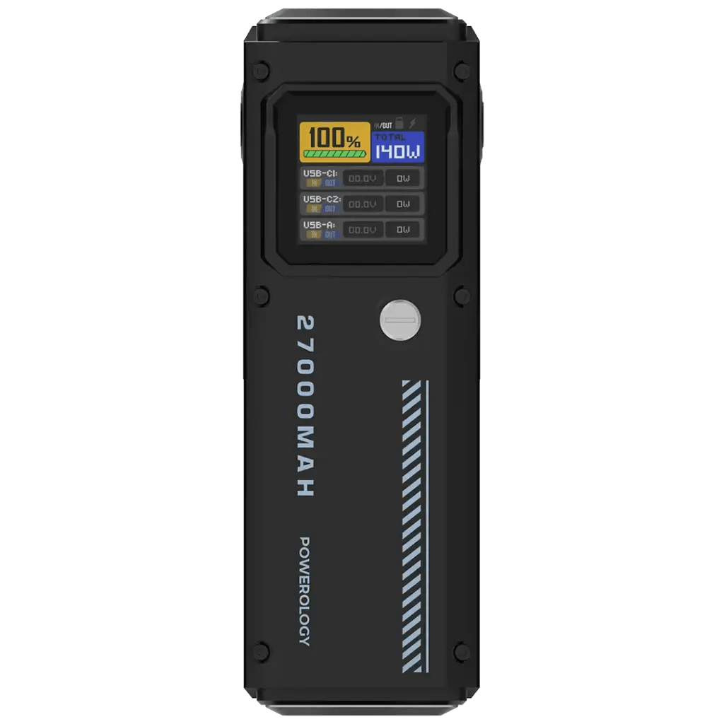 27000mAh Powerology Smart Display Power Bank - 140W PD3.1 - Black - Saif Al Najmi KwPower BankPowerologySaif Al Najmi Kw27000mAh Powerology Smart Display Power Bank - 140W PD3.1 - Black - Saif Al Najmi Kw