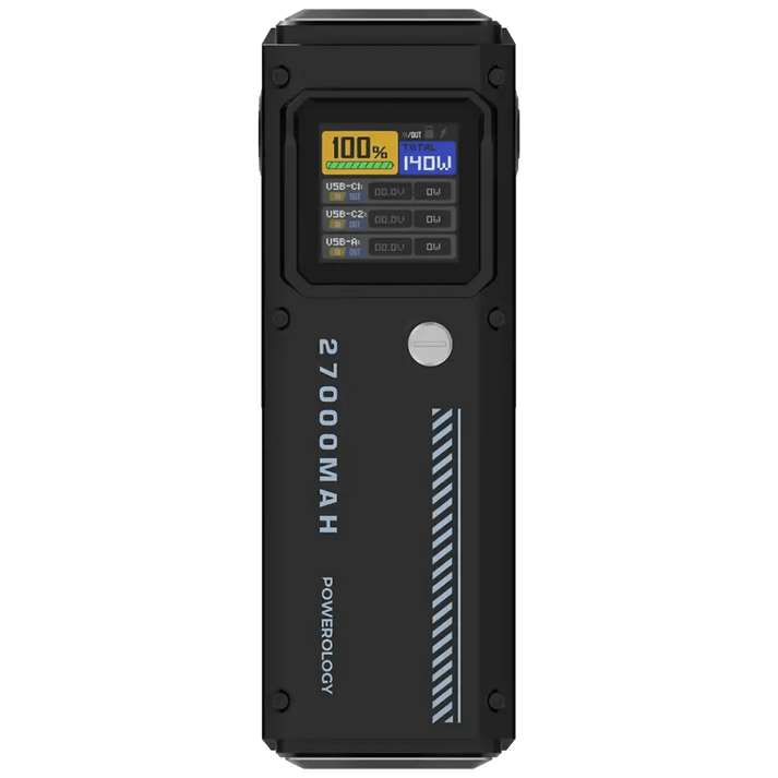 27000mAh Powerology Smart Display Power Bank - 140W PD3.1 - Black - Saif Al Najmi KwPower BankPowerologySaif Al Najmi Kw27000mAh Powerology Smart Display Power Bank - 140W PD3.1 - Black - Saif Al Najmi Kw