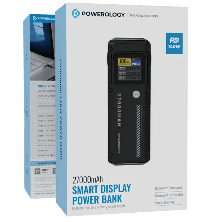 27000mAh Powerology Smart Display Power Bank - 140W PD3.1 - Black - Saif Al Najmi KwPower BankPowerologySaif Al Najmi Kw27000mAh Powerology Smart Display Power Bank - 140W PD3.1 - Black