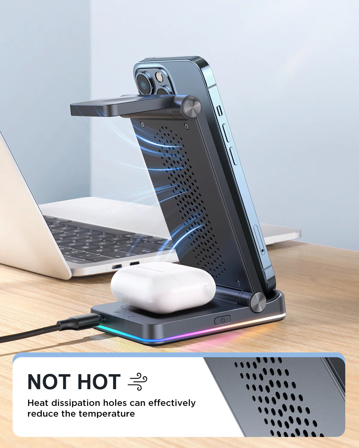 Joyroom JR-WQN01 3-in-1 Foldable Wireless Charging Station - Saif Al Najmi Kw