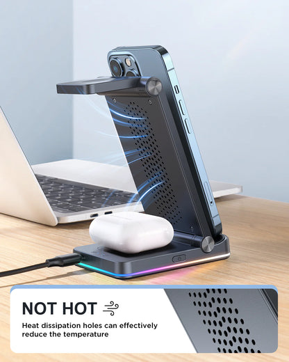 Joyroom JR-WQN01 3-in-1 Foldable Wireless Charging Station - Saif Al Najmi Kw