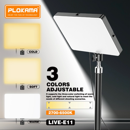 PLOKAMA LIVE-E11 10W LED Panel Light 2700-6500K Studio Light