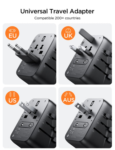 Joyroom 17W Universal Travel Adapter with USB Ports – Black (JR-TCW01)