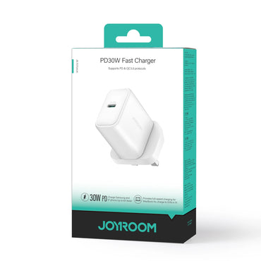 Joyroom PD 30W Compact Fast Charger – UK Plug, White (JR-TCF24)