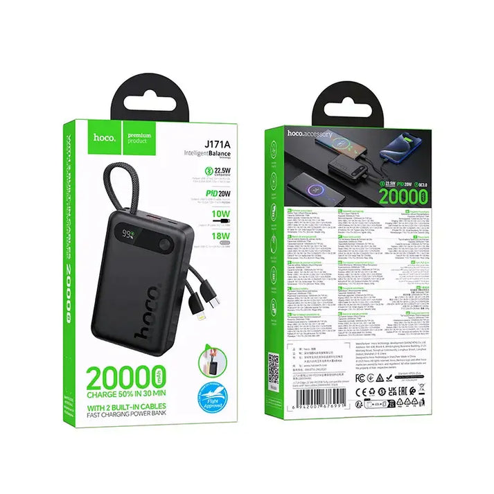 Hoco J171A 20000mAh Power Bank – 22.5W Fast Charge 4 Outputs