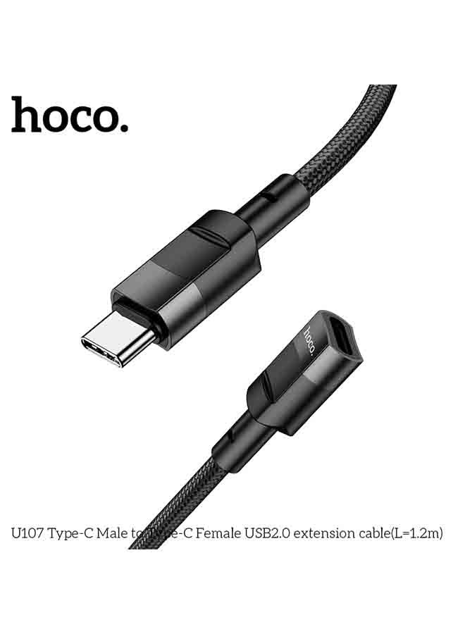 U107 Type-C Male to Type-C Female USB 2.0 Charger and Data Transfer (L=1.2m)