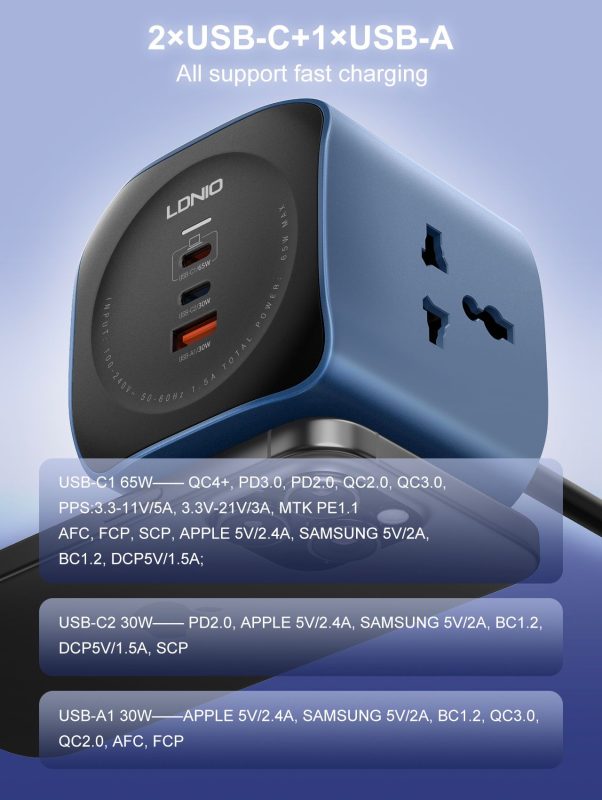 LDNIO SC3319 Universal Power Socket Cube - Multi-Outlet & USB Charging Hub - Saif Al Najmi Kw