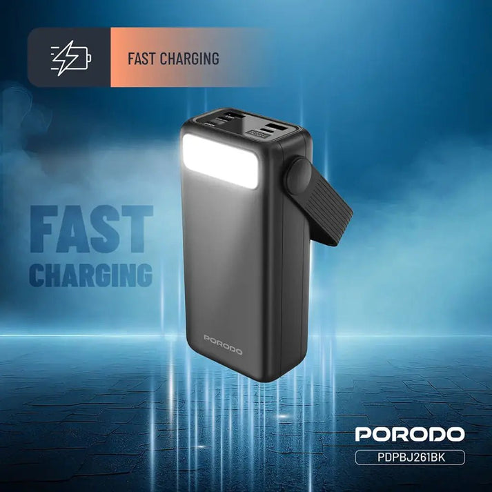 30000mAh Lara Power Bank Built - in Cables Porodo Fast Charge - Black - Saif Al Najmi KwPower BanksPorodoSaif Al Najmi Kw30000mAh Lara Power Bank Built - in Cables Porodo Fast Charge - Black