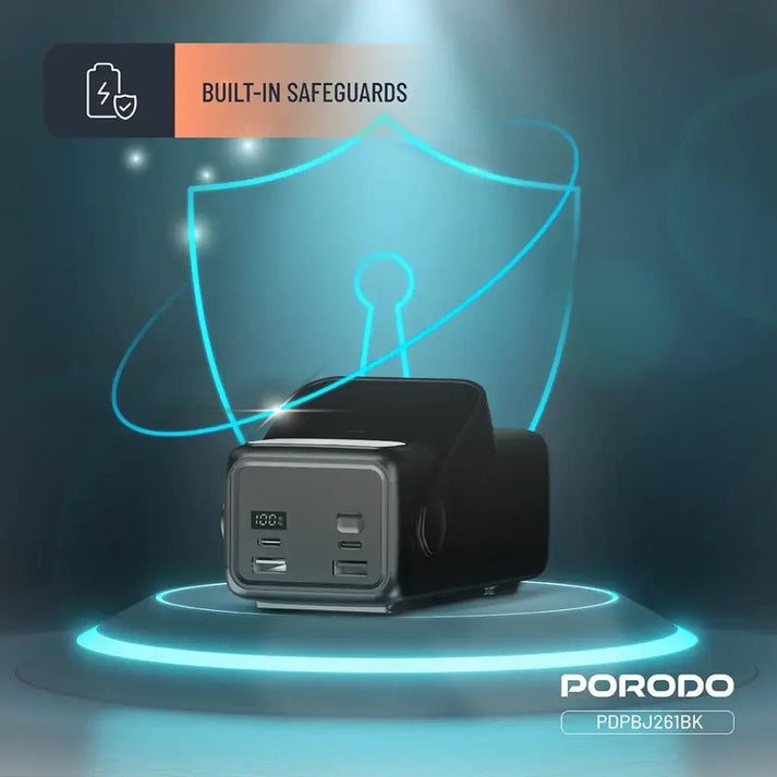 30000mAh Lara Power Bank Built - in Cables Porodo Fast Charge - Black - Saif Al Najmi KwPower BanksPorodoSaif Al Najmi Kw30000mAh Lara Power Bank Built - in Cables Porodo Fast Charge - Black
