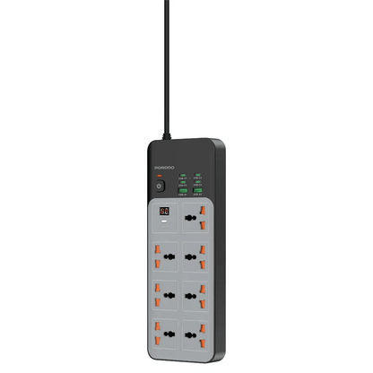 3000W Power Strip Porodo 7AC Universal 6 USB (4C+2A) Fast Charging - Gray - Saif Al Najmi KwExtension Power SocketPorodoSaif Al Najmi Kw3000W Power Strip Porodo 7AC Universal 6 USB (4C+2A) Fast Charging - Gray