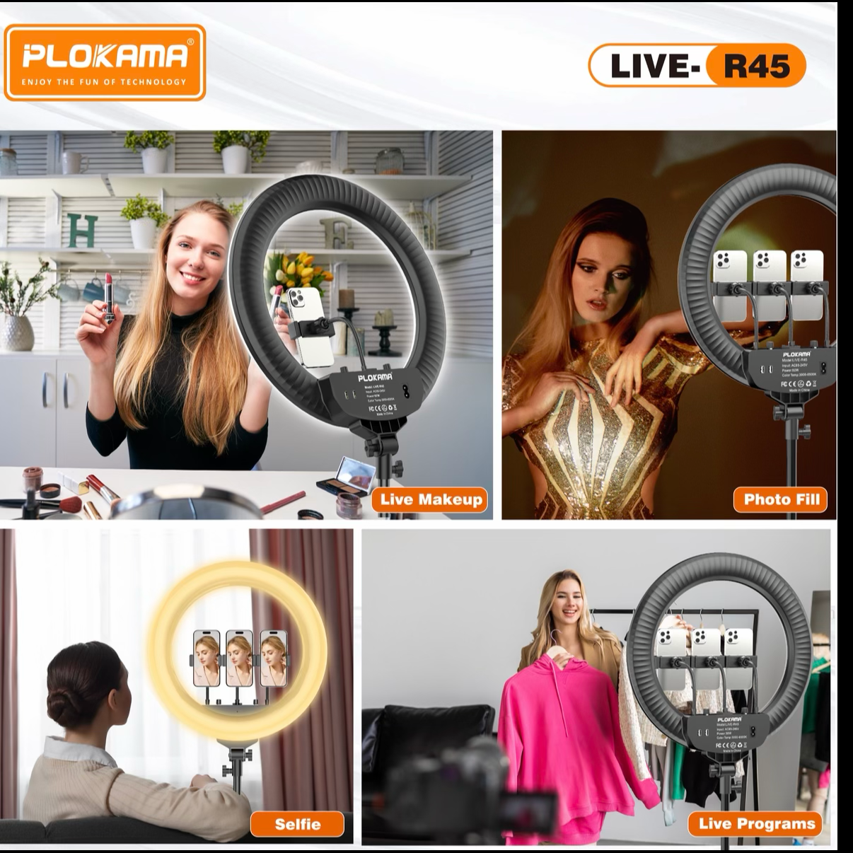 PLOKAMA LIVE R45 18 Inch LED Ring Light 450mm Soft Light