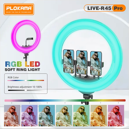 PLOKAMA LIVE-R45 Pro 18 Inch RGB LED Ring Light 450mm Studio Light