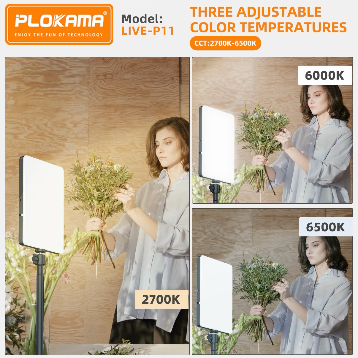 PLOKAMA LIVE-P11 LED Fill Light Panel Soft Studio Video Light