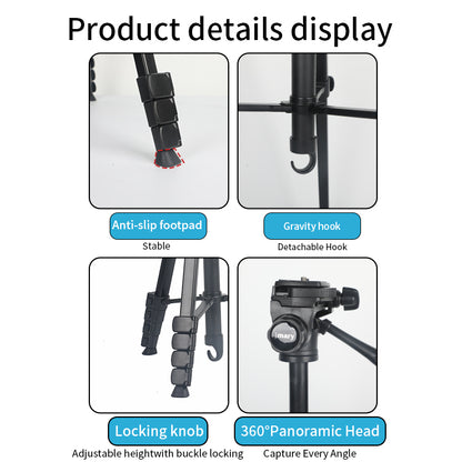 Jmary KP-2201 1.7M Tripod with Pan Head & Ring Light Mount