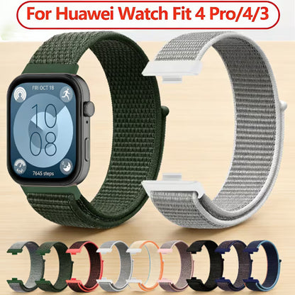 compatible with huawei watch fit 3 4 4 pro durable nylon loop strap breathable wristband smartwatch bracelet additions comfortable lightweight band for daily use and workouts 0