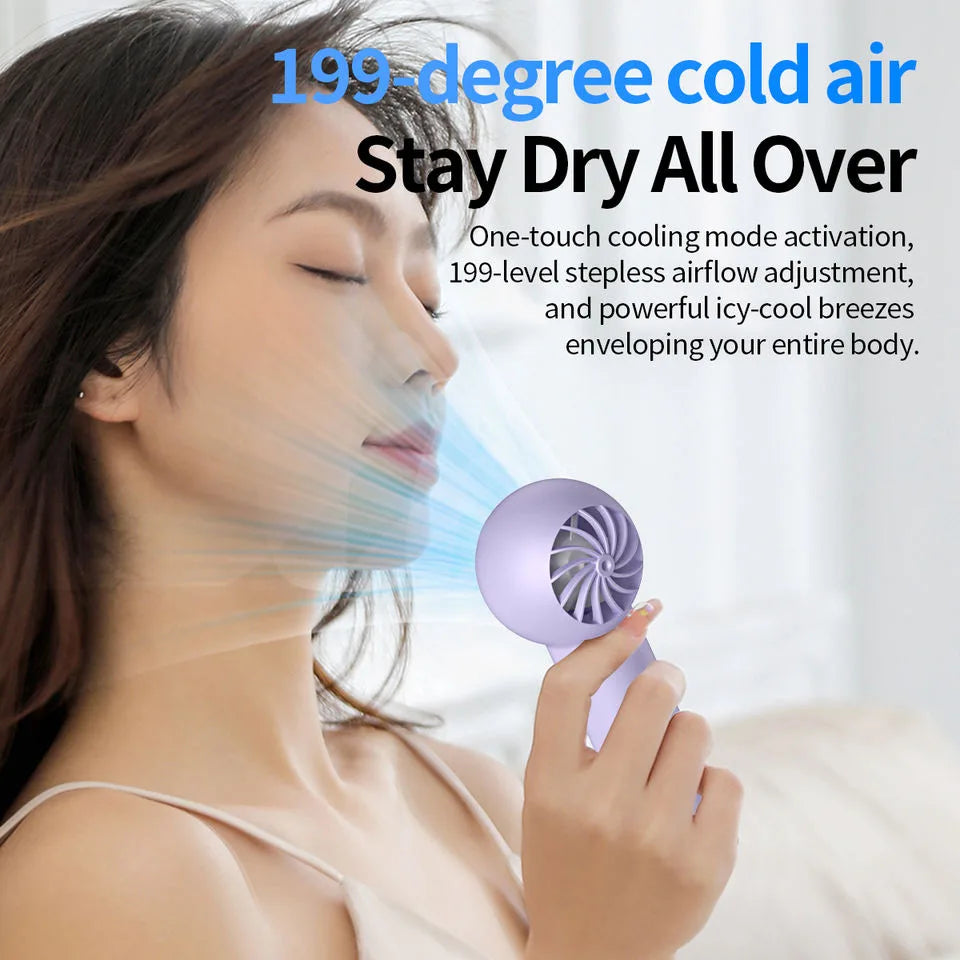 Portable Rechargeable Handheld Fan — Car Bedroom Outdoor