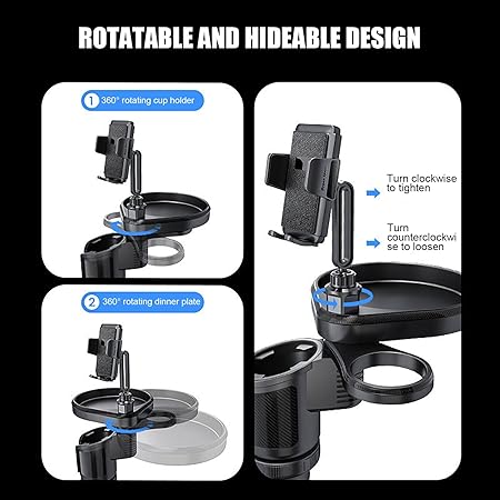 4 - in - 1 Car Cup Holder Phone Mount Expander 360° Tray Stand - Saif Al Najmi KwCup HolderSaif Al Najmi KwSaif Al Najmi Kw4 - in - 1 Car Cup Holder Phone Mount Expander 360° Tray Stand