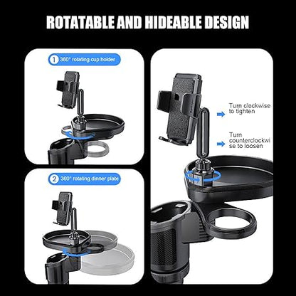 4 - in - 1 Car Cup Holder Phone Mount Expander 360° Tray Stand - Saif Al Najmi KwCup HolderSaif Al Najmi KwSaif Al Najmi Kw4 - in - 1 Car Cup Holder Phone Mount Expander 360° Tray Stand