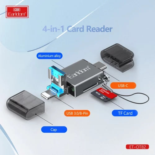 Earldom 4-in-1 Mini Aluminium USB3.0 Card Reader OT82 - Saif Al Najmi Kw