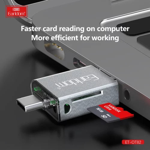 Earldom 4-in-1 Mini Aluminium USB3.0 Card Reader OT82 - Saif Al Najmi Kw