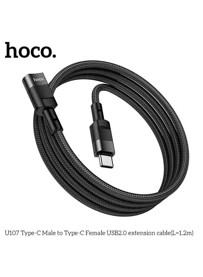 U107 Type-C Male to Type-C Female USB 2.0 Charger and Data Transfer (L=1.2m)